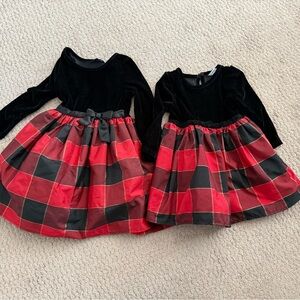 Black and Red matching sister Plaid Dresses